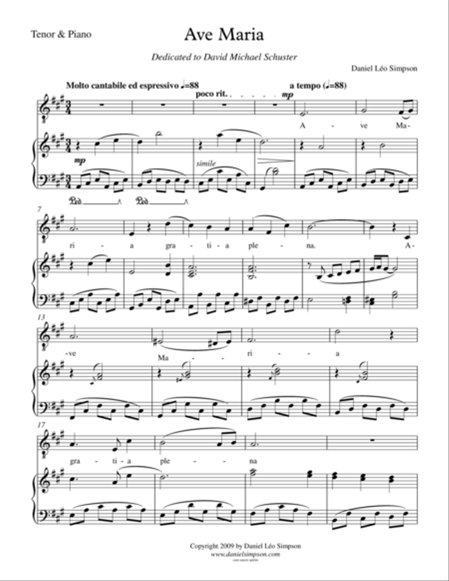 Ave Maria for Tenor & Piano