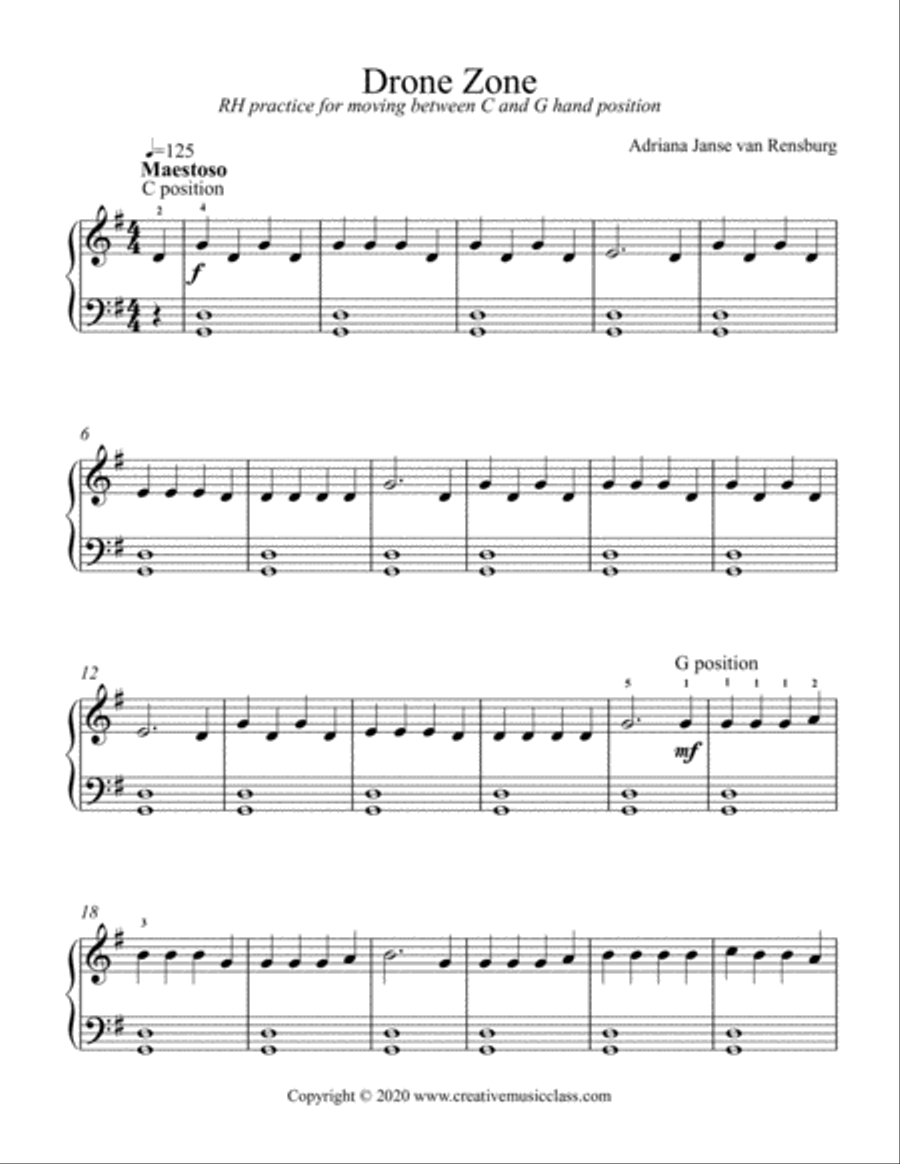 Drone Zone Easy Piano scores gallery preview page 1