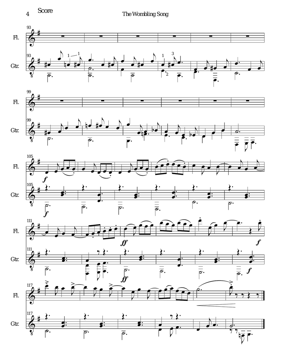 The Wombling Song Flute scores gallery preview page 4