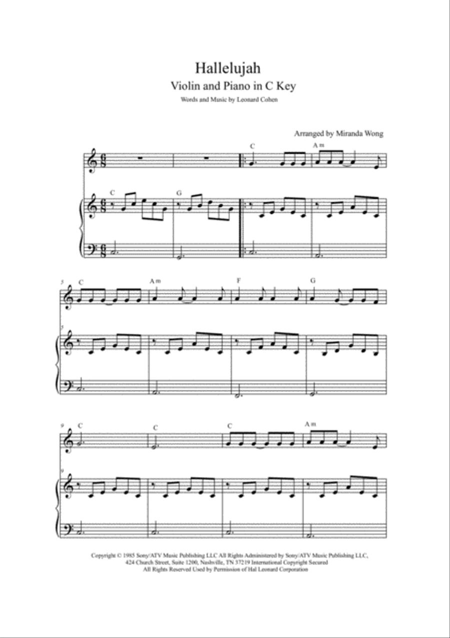 Hallelujah Piano Trio scores gallery preview page 3