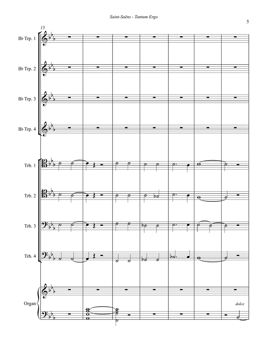 Tantum ergo for 8-part Brass Ensemble and Organ Brass Ensemble scores gallery preview page 5