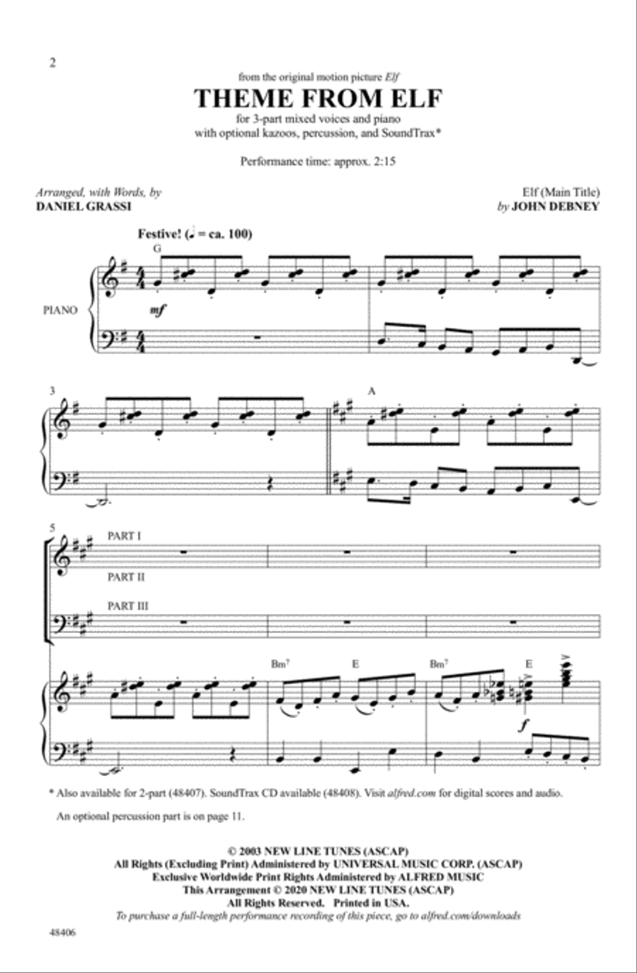 Theme from Elf Choir scores gallery preview page 1
