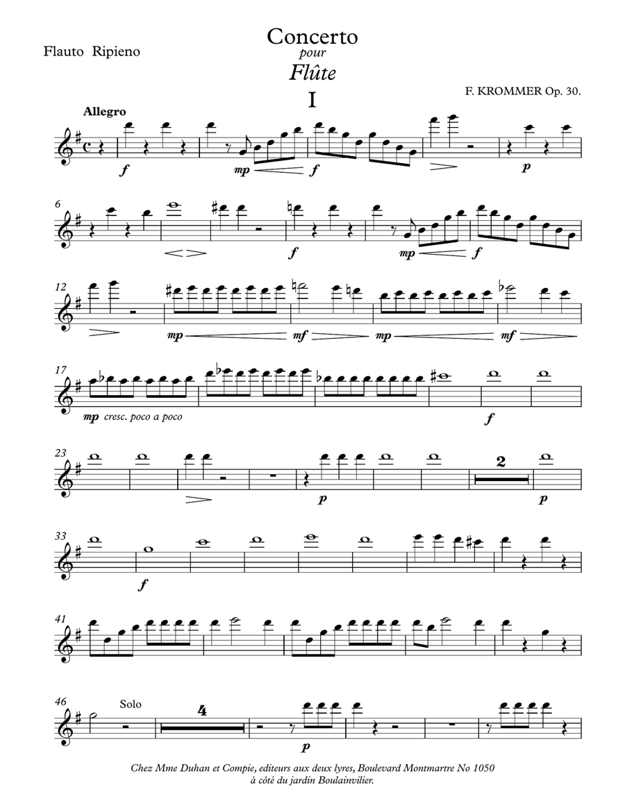 Franz Krommer (1759-1830) - Flute Concerto n.1 op.30 ( Full Score and parts) Chamber Orchestra scores gallery preview page 2