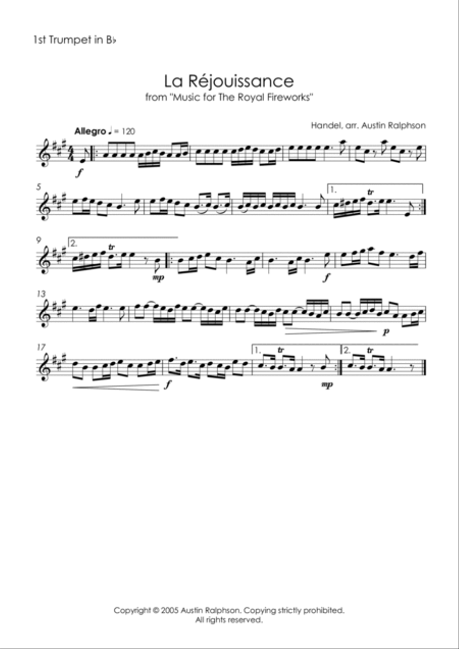 La Rejouissance (Fireworks) - brass quintet La Rejouissance (Fireworks) - brass quintet Brass Quintet scores gallery preview page 3