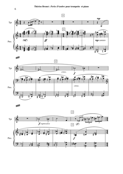 Thérèse Brenet - Perles d'Ambre for trumpet (in Bb or C) and piano