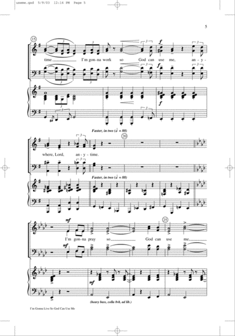 I'm Gonna Live So God Can Use Me 4-Part scores gallery preview page 4