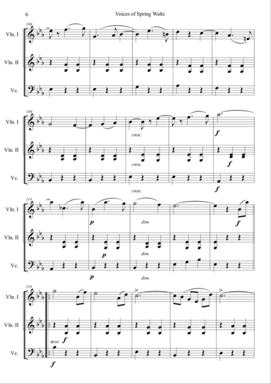 Voice of Spring Waltz Cello scores gallery preview page 6