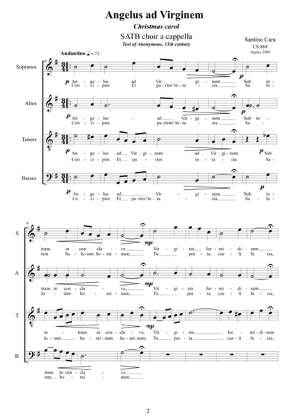 Angelus ad Virginem - Carol for SATB choir a cappella image number null
