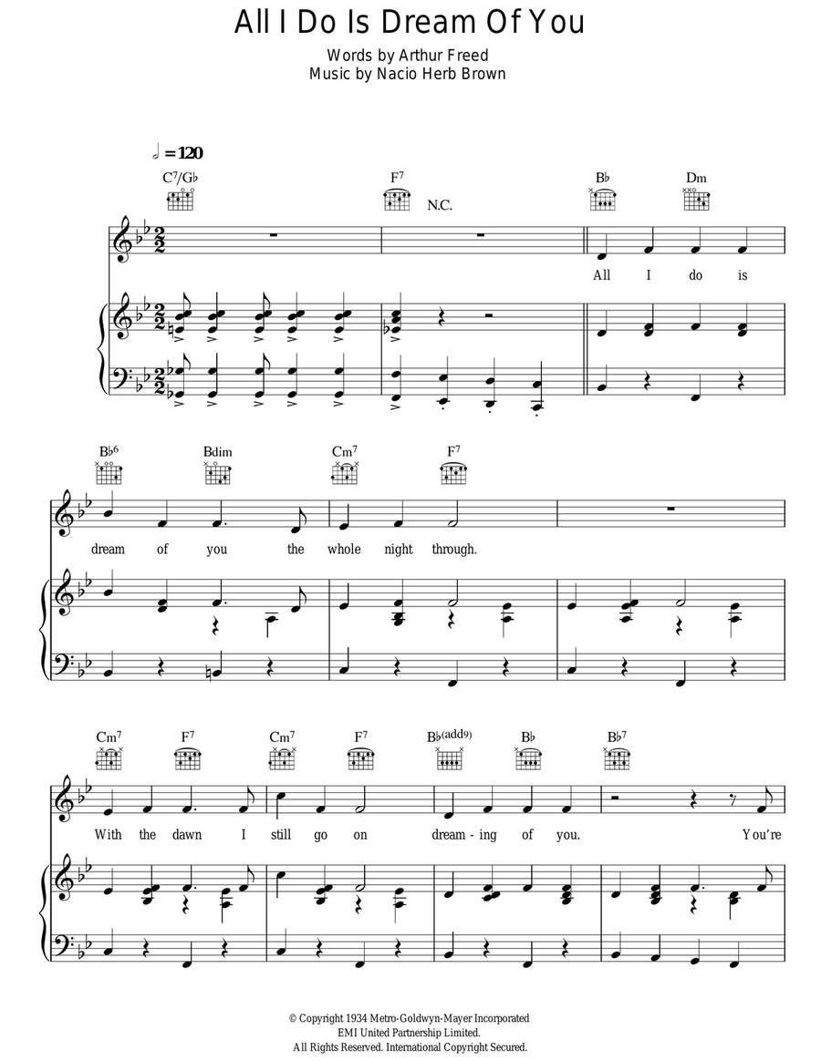 All I Do Is Dream Of You Guitar scores gallery preview page 1
