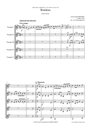 Book cover for Rondeau - Bridal Fanfare - Trumpet Quintet - Concert F major
