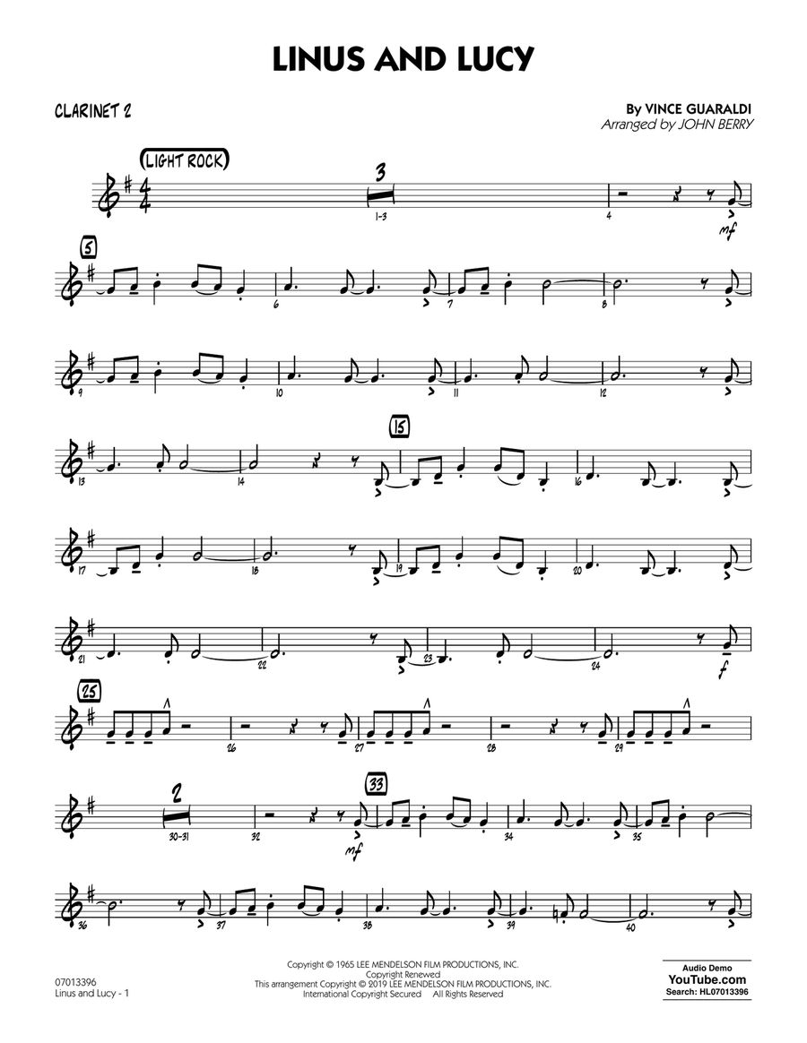 Linus and Lucy (arr. John Berry) - Bb Clarinet 2