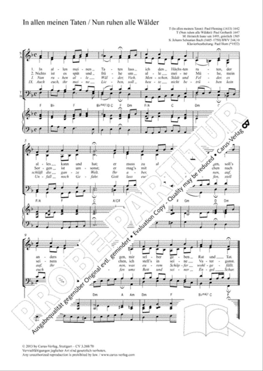 In allen meinen Taten / Nun ruhen alle Walder 4-Part scores gallery preview page 2