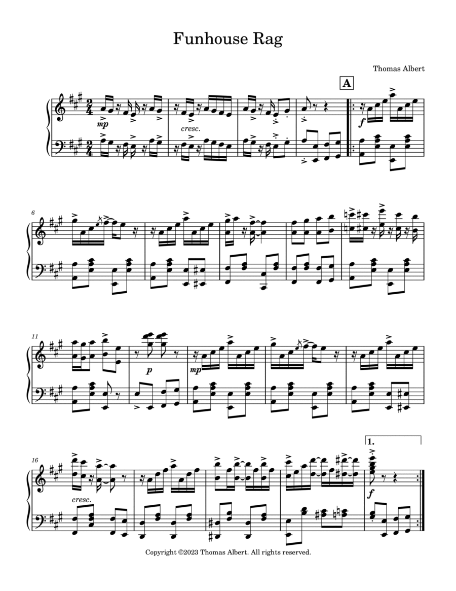 Funhouse Rag Piano Solo scores gallery preview page 1
