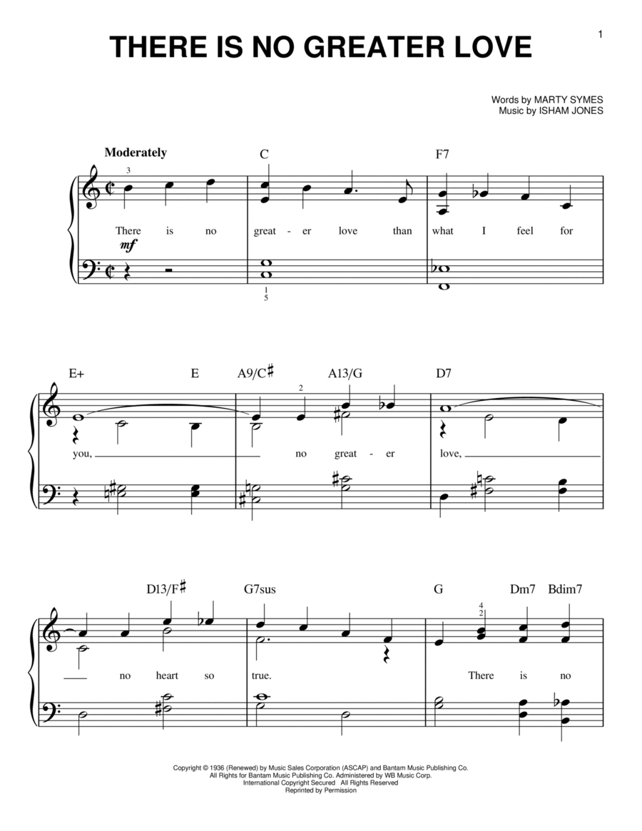 There Is No Greater Love Easy Piano scores gallery preview page 1