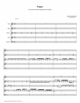 Fugue 16 from Well-Tempered Clavier, Book 2 (Woodwind Quintet)