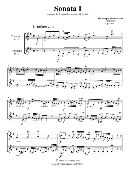 Sammartini: Sonata Op. 1 No. 1 for Trumpet Duo image number null