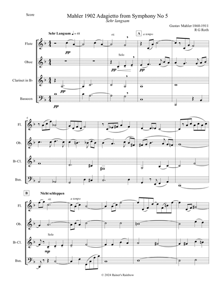 Mahler Adagietto from Symphony No 5 for Woodwind Quartet