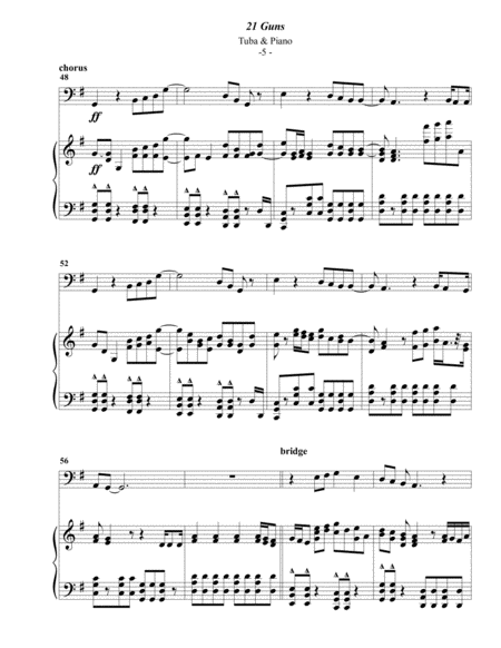 Green Day: 21 Guns for Tuba & Piano image number null