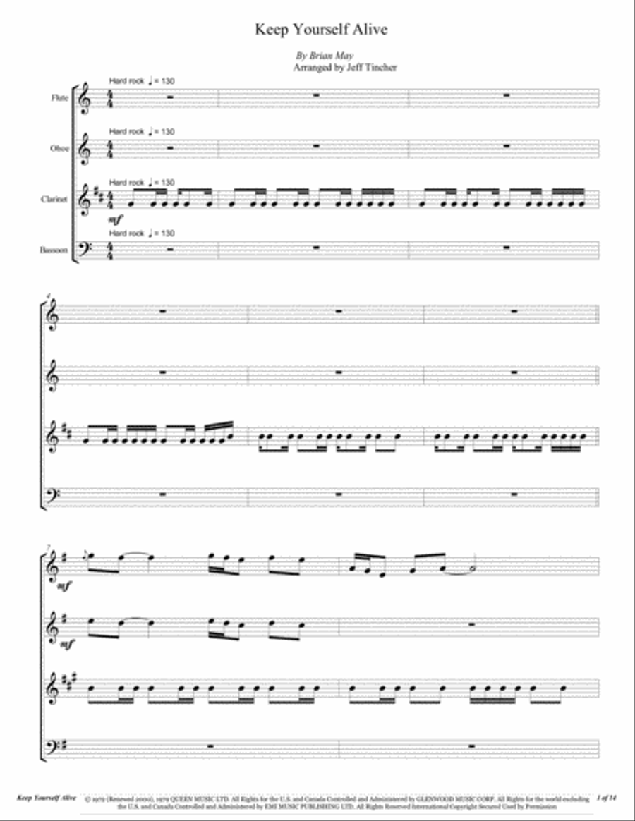 Keep Yourself Alive Woodwind Quartet scores gallery preview page 2
