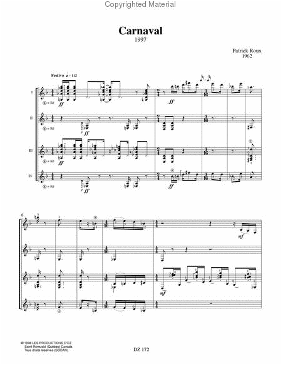 Carnaval Guitar Ensemble scores gallery preview page 2