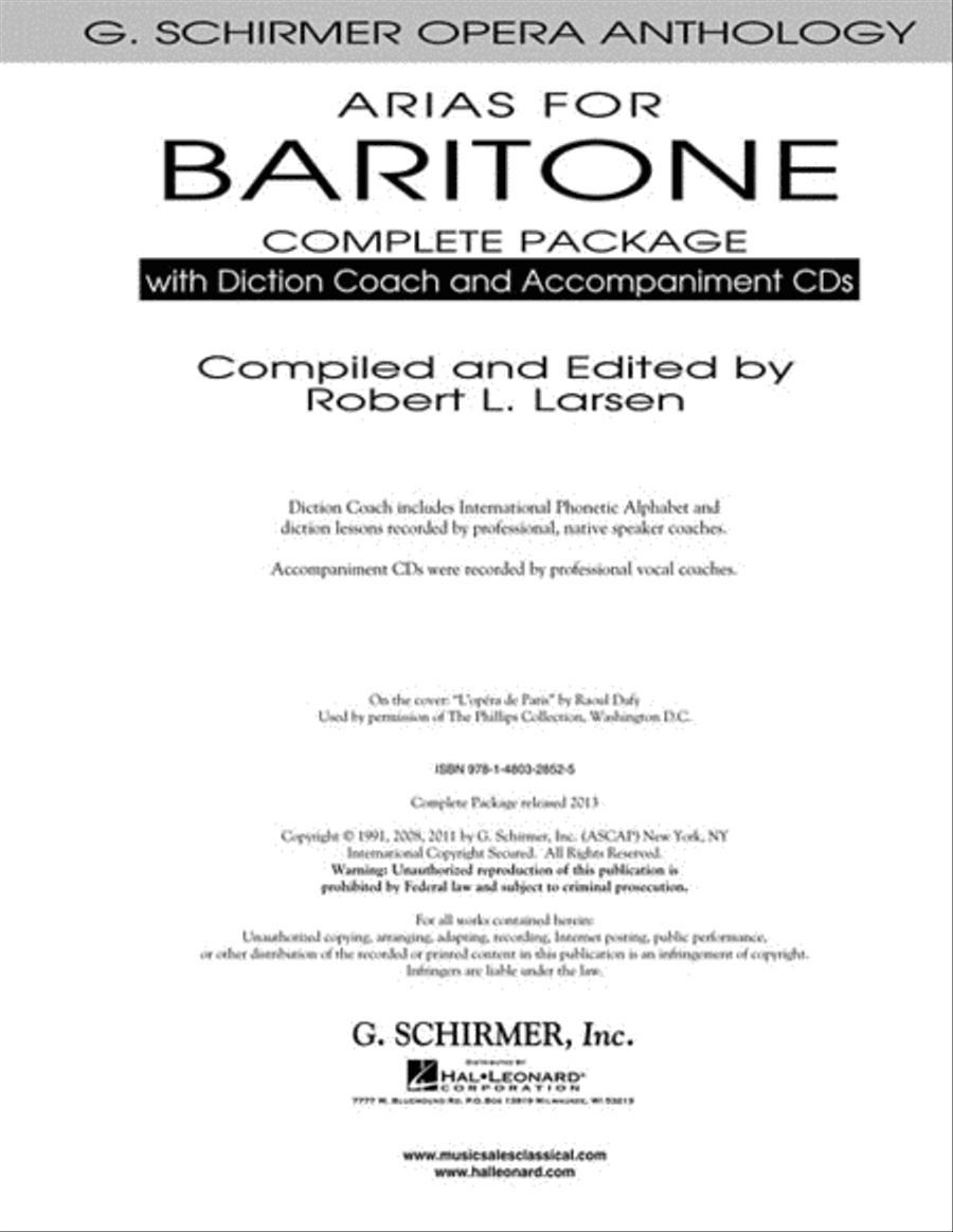 Arias for Baritone - Complete Package image number null