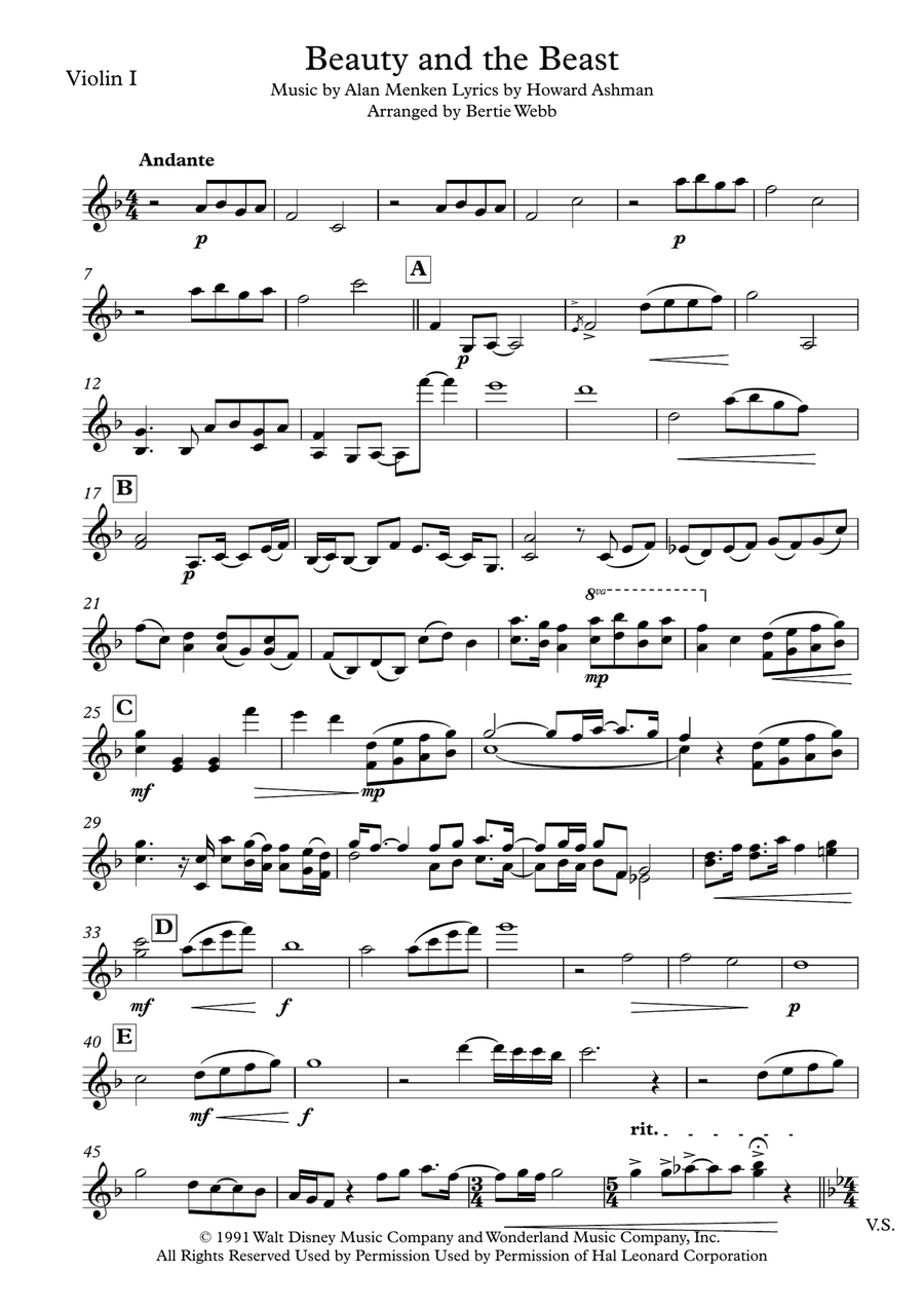 Beauty And The Beast String Orchestra scores gallery preview page 5
