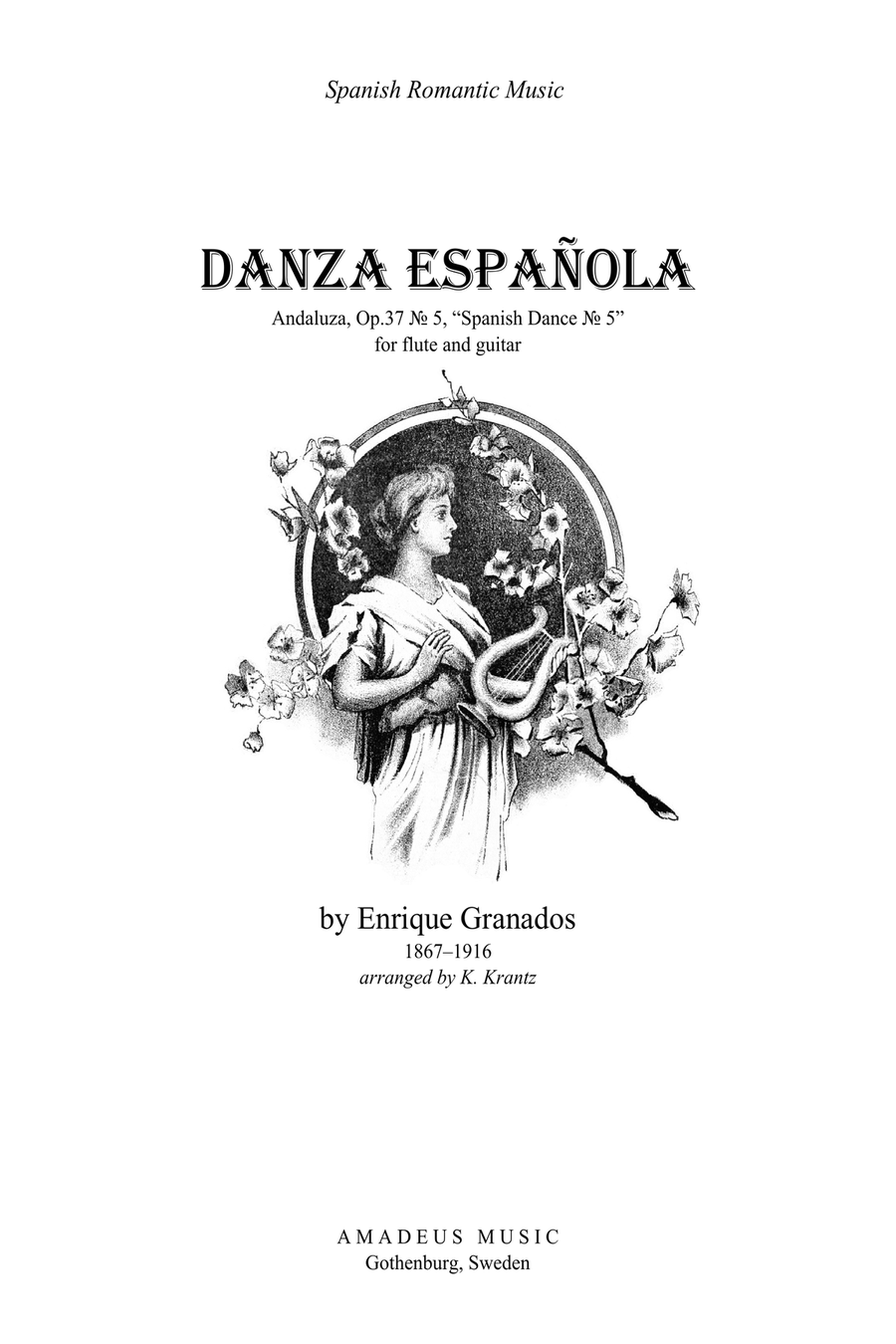 Spanish Dance No. 5, Danza espanola, Andaluza Op. 37 (E Major) for flute and guitar Flute scores gallery preview page 1