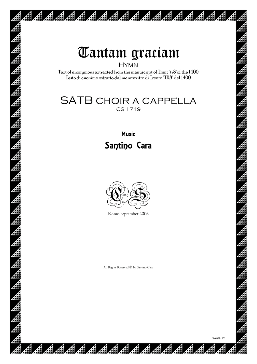 Tantam graciam - Hymn for SATB choir a cappella 4-Part scores gallery preview page 1