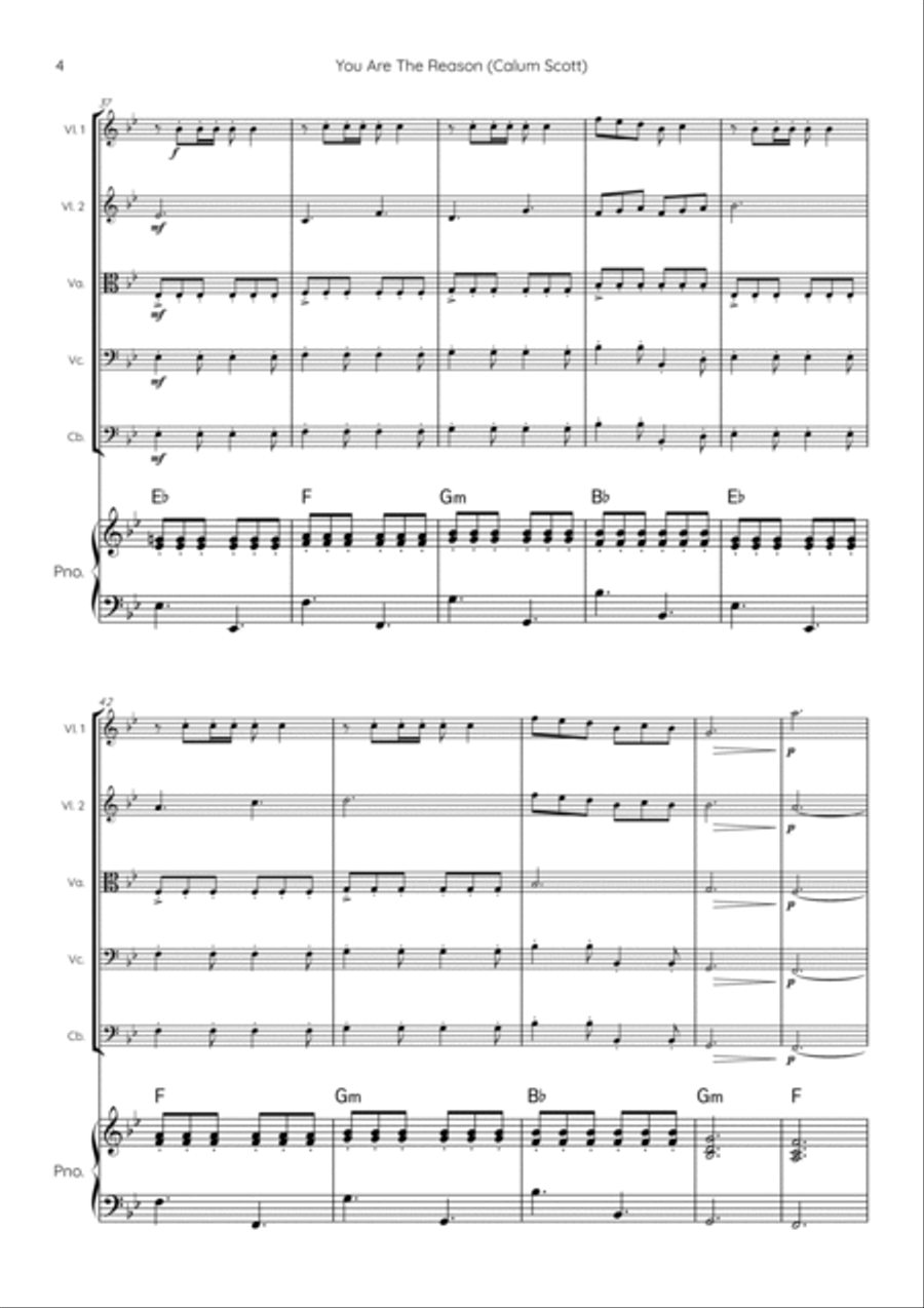You Are The Reason String Quintet scores gallery preview page 4