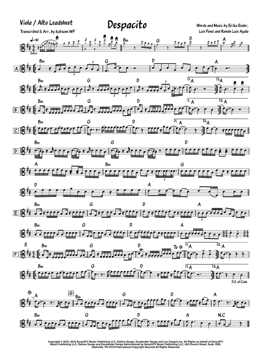 Despacito Viola Solo scores gallery preview page 1