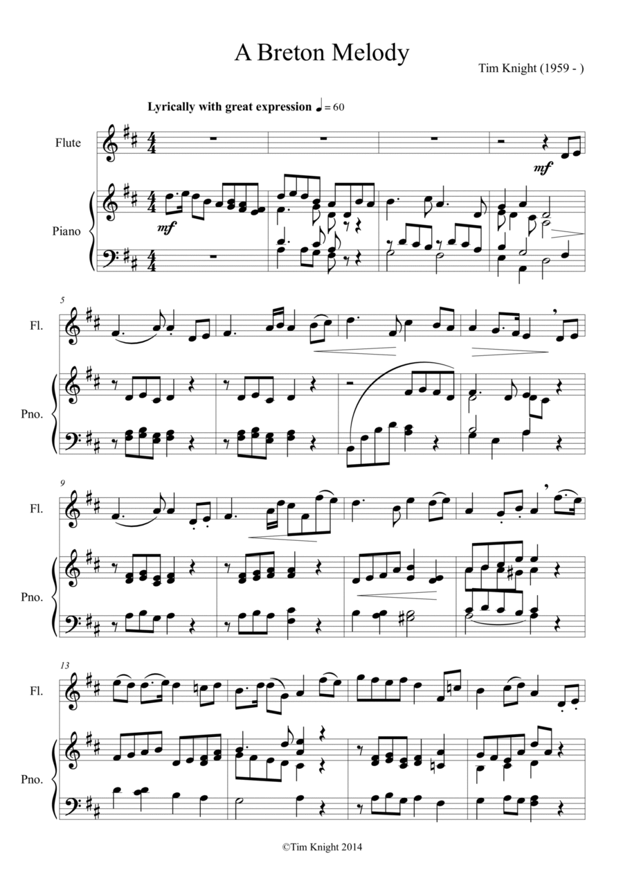 Breton Melody B-Flat Clarinet scores gallery preview page 1