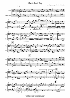 Maple Leaf Rag for Viola and Double Bass Duet