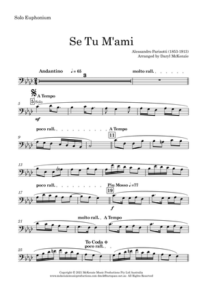 Se Tu M'ami Orchestra with solo Euphonium (or Trombone or Vocal) Key of Fm