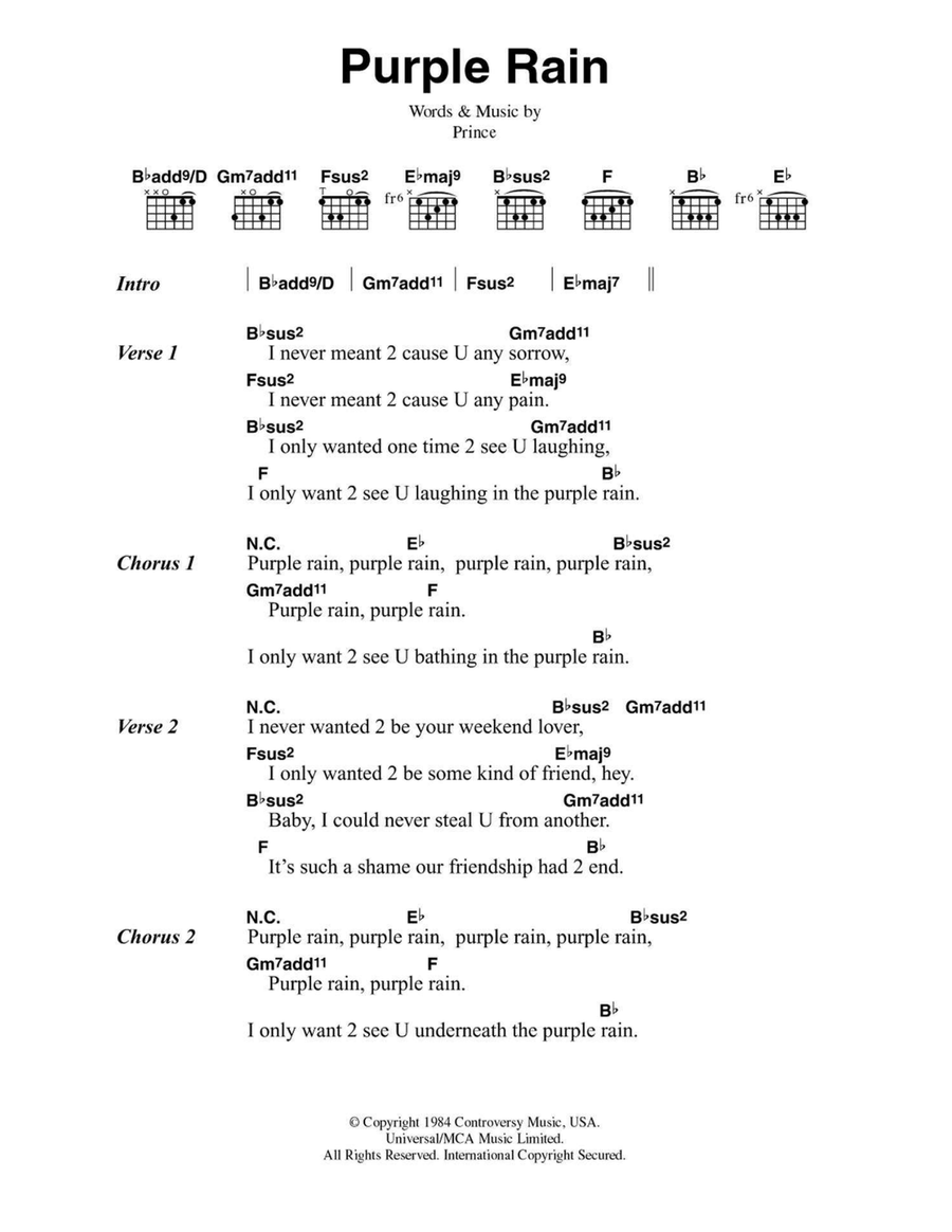 Purple Rain Acoustic Guitar scores gallery preview page 1
