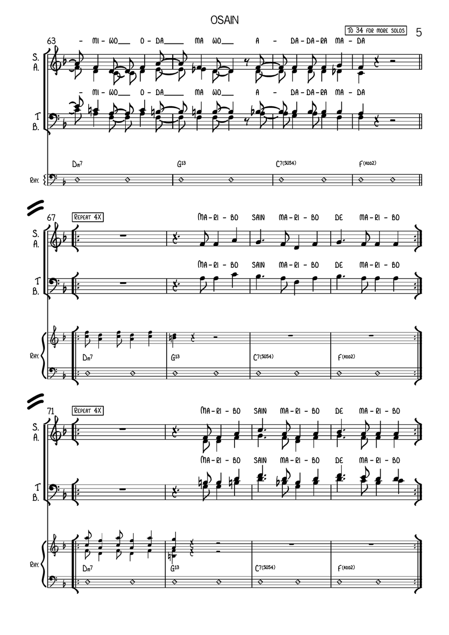 Osain (Cuban Folk Song) 4-Part scores gallery preview page 5
