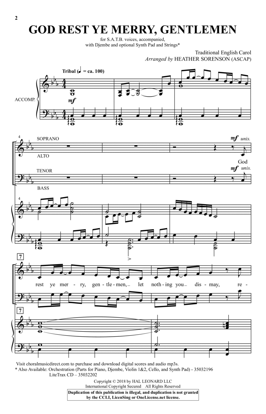 God Rest Ye Merry, Gentlemen 4-Part scores gallery preview page 1