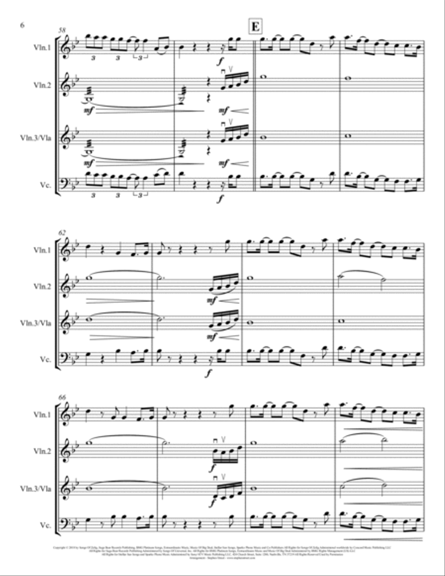 Nothing Breaks Like A Heart String Quartet scores gallery preview page 6