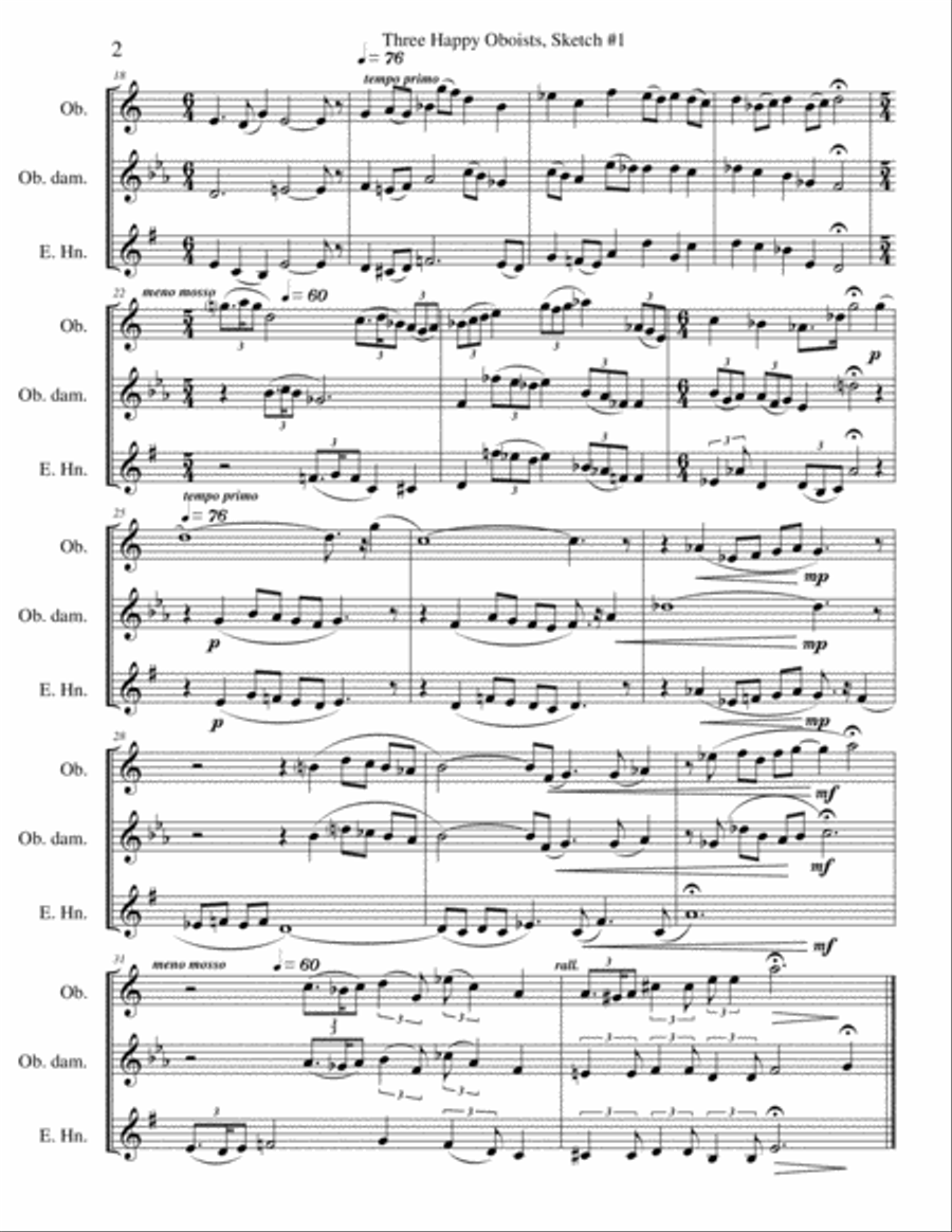 Three Happy Oboists: Eleven Sketches for Oboe, Oboe D'amore, and English Horn or Two Oboes and Engli Small Ensemble scores gallery preview page 3