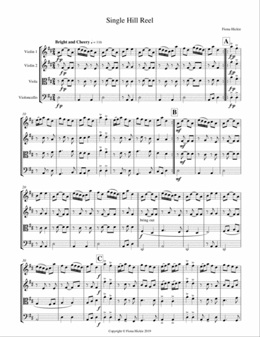 Single Hill Reel Single Hill Reel String Quartet scores gallery preview page 2