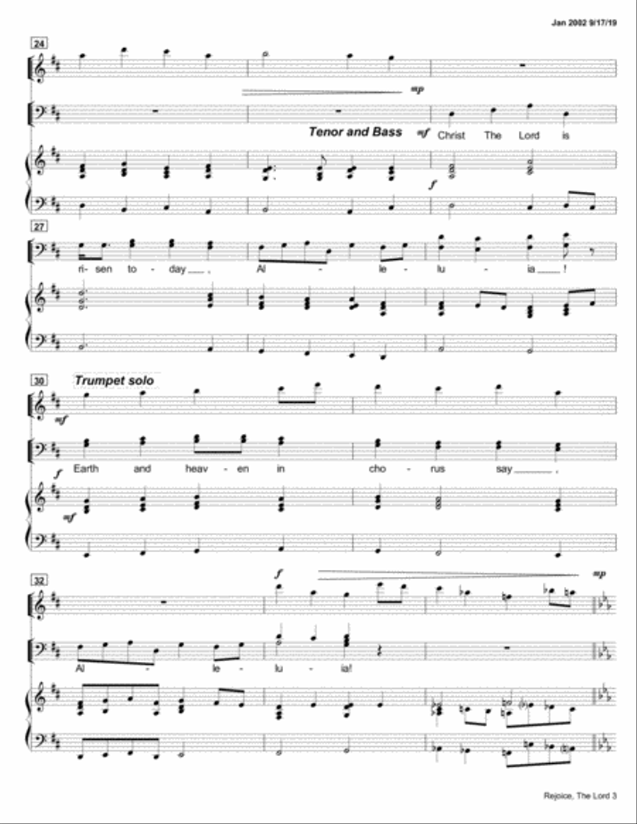Rejoice The Lord is King! (Easter with Choir, Orchestra and Trumpet) 4-Part scores gallery preview page 3