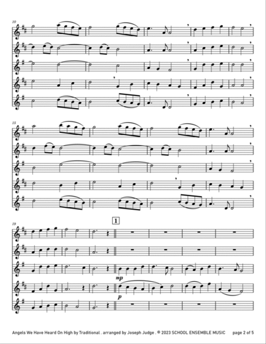 Angels We Have Heard On High for Saxophone Quartet in Schools Saxophone Quartet scores gallery preview page 2