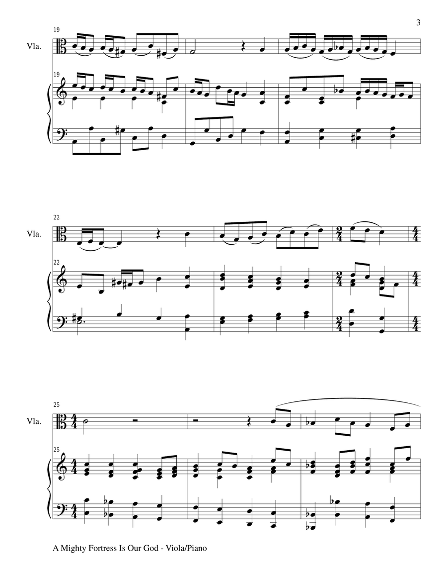 A MIGHTY FORTRESS IS OUR GOD (Duet – Viola and Piano/Score and Parts) Piano scores gallery preview page 3