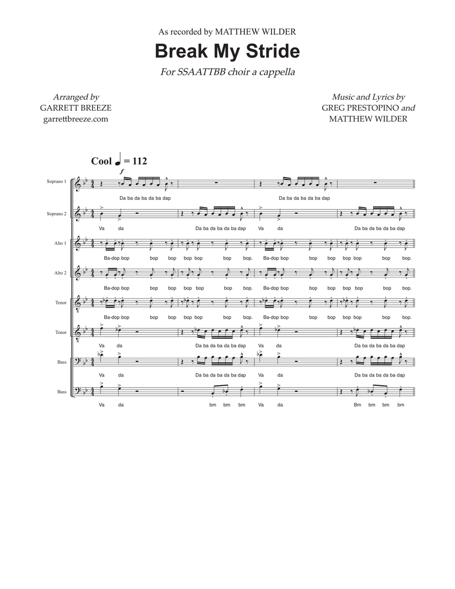 Break My Stride 4-Part scores gallery preview page 1
