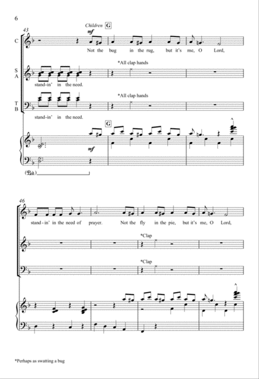 Standin' in the Need of Prayer from Three Folk Hymns 4-Part scores gallery preview page 6