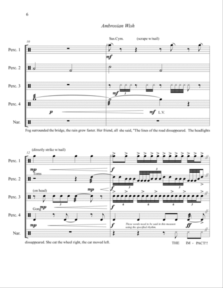 Ambrosian Wish - Percussion Ensemble with Narrator Percussion Ensemble scores gallery preview page 6