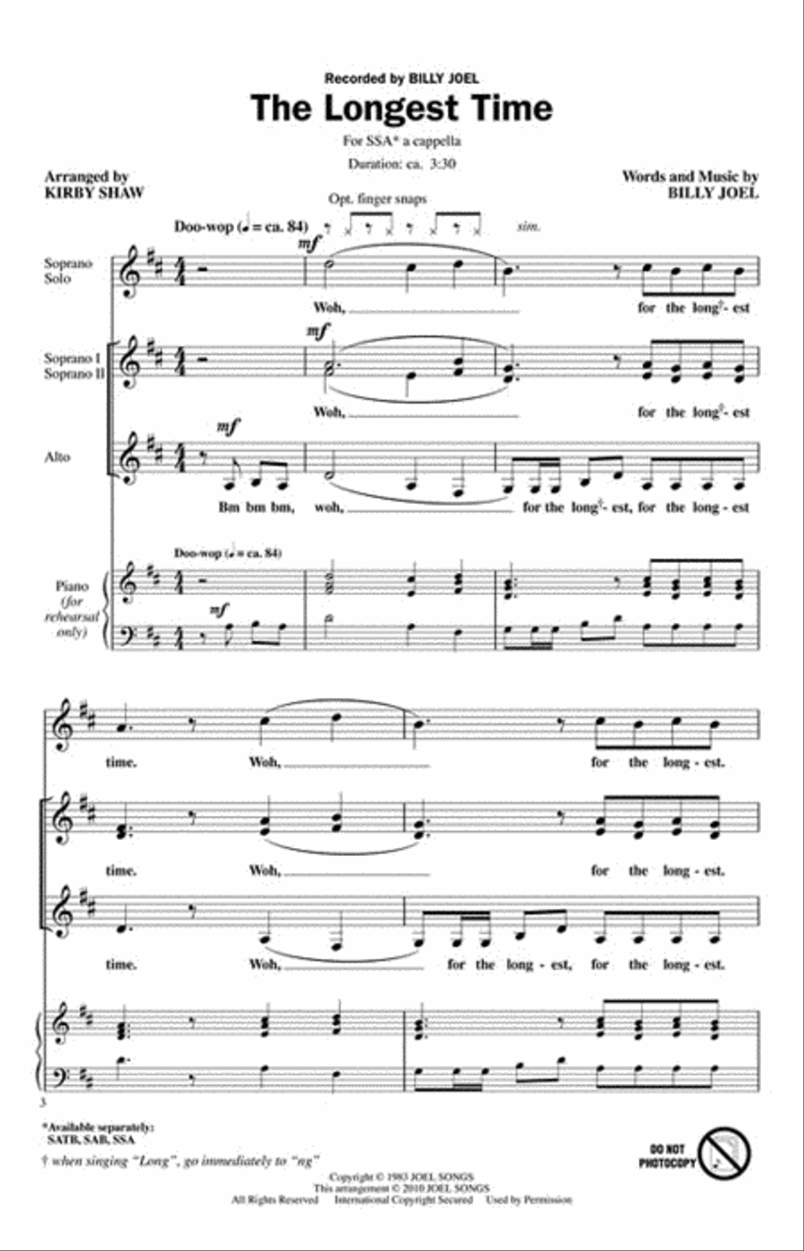The Longest Time SSA scores gallery preview page 2