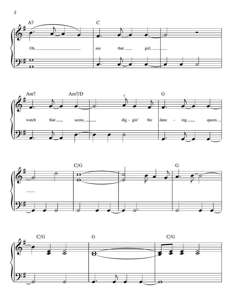 Dancing Queen Easy Piano scores gallery preview page 2