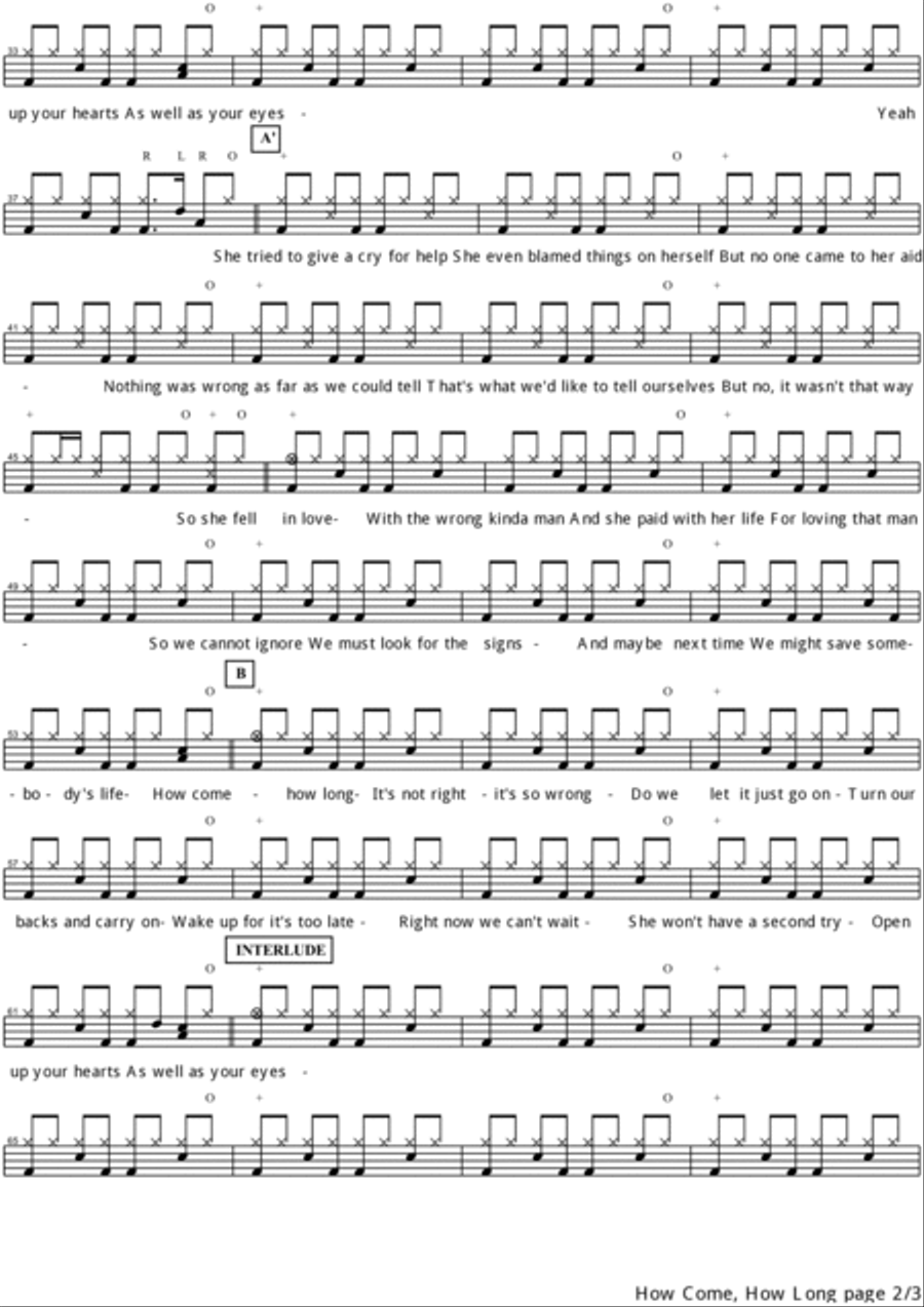 How Come, How Long Drum Set scores gallery preview page 2