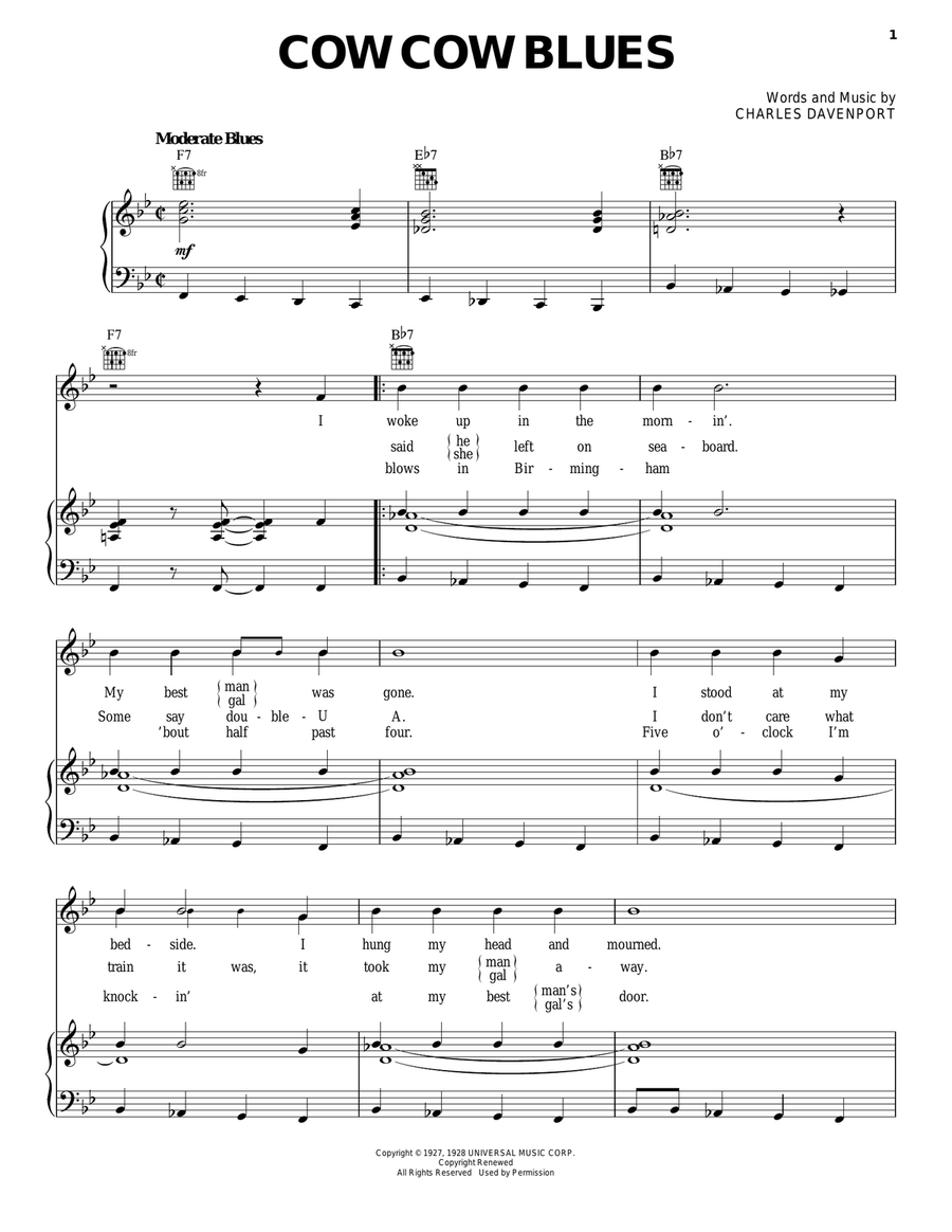 Cow Cow Blues Cow Cow Blues Guitar scores gallery preview page 1