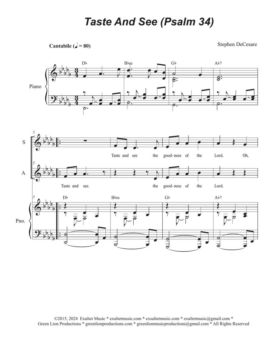 Taste And See (Psalm 34) (2-part choir - (SA)